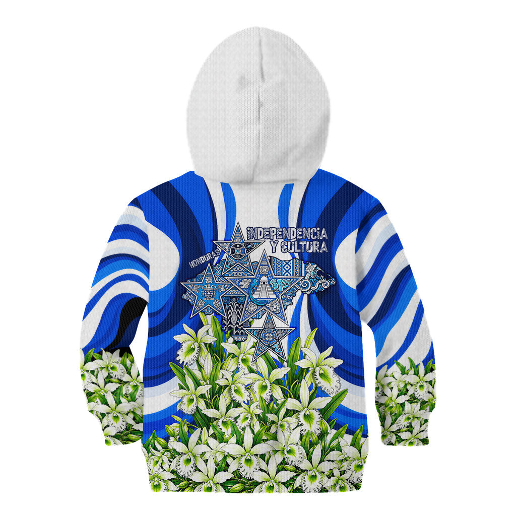 Honduras Independence Day Kid Hoodie Mayan Temple White Orchid Patriotic