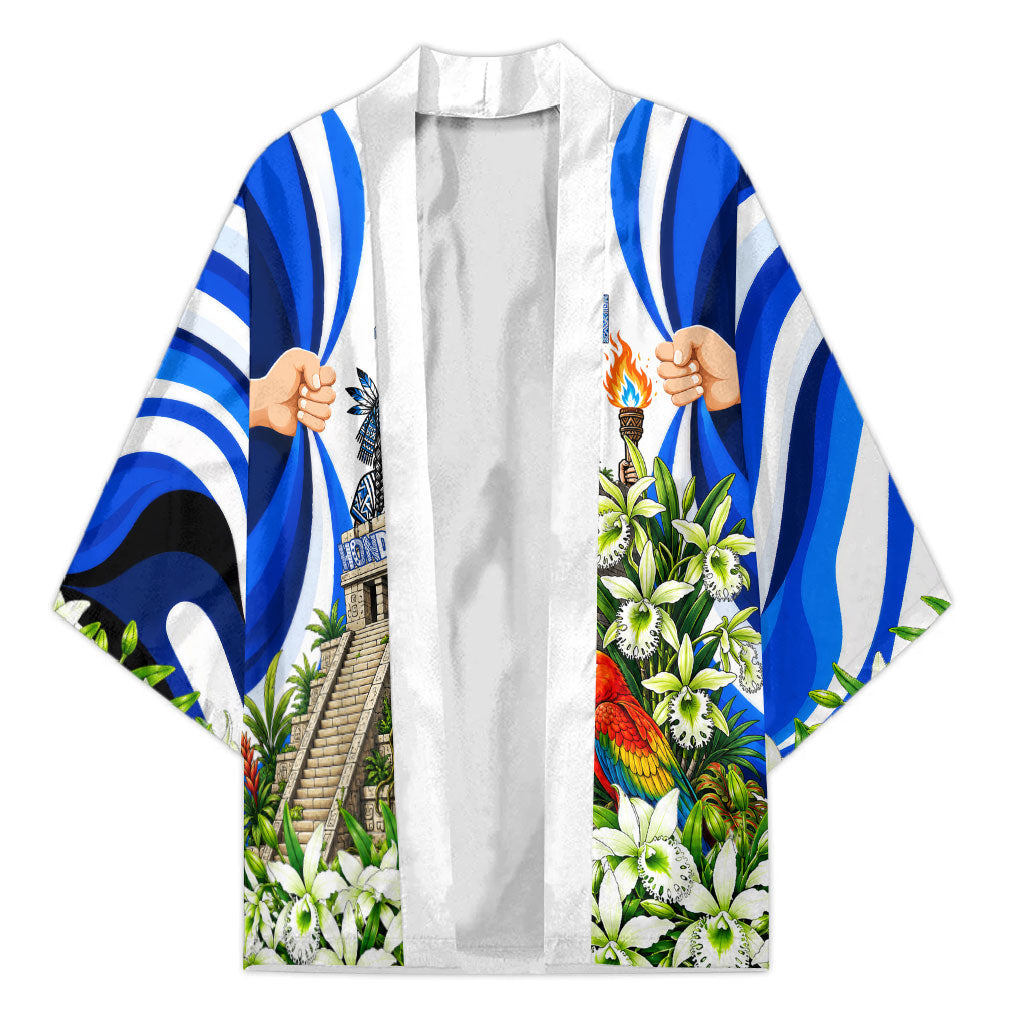 Honduras Independence Day Kimono Mayan Temple White Orchid Patriotic