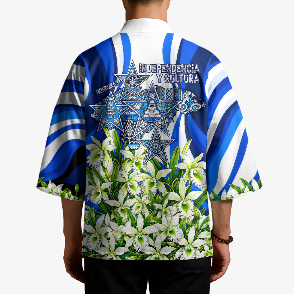 Honduras Independence Day Kimono Mayan Temple White Orchid Patriotic