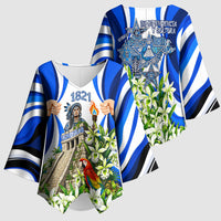 Honduras Independence Day Kimono Sleeve Blouse Mayan Temple White Orchid Patriotic
