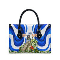 Honduras Independence Day Leather Bag Mayan Temple White Orchid Patriotic