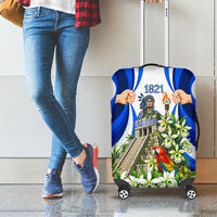 Honduras Independence Day Luggage Cover Mayan Temple White Orchid Patriotic