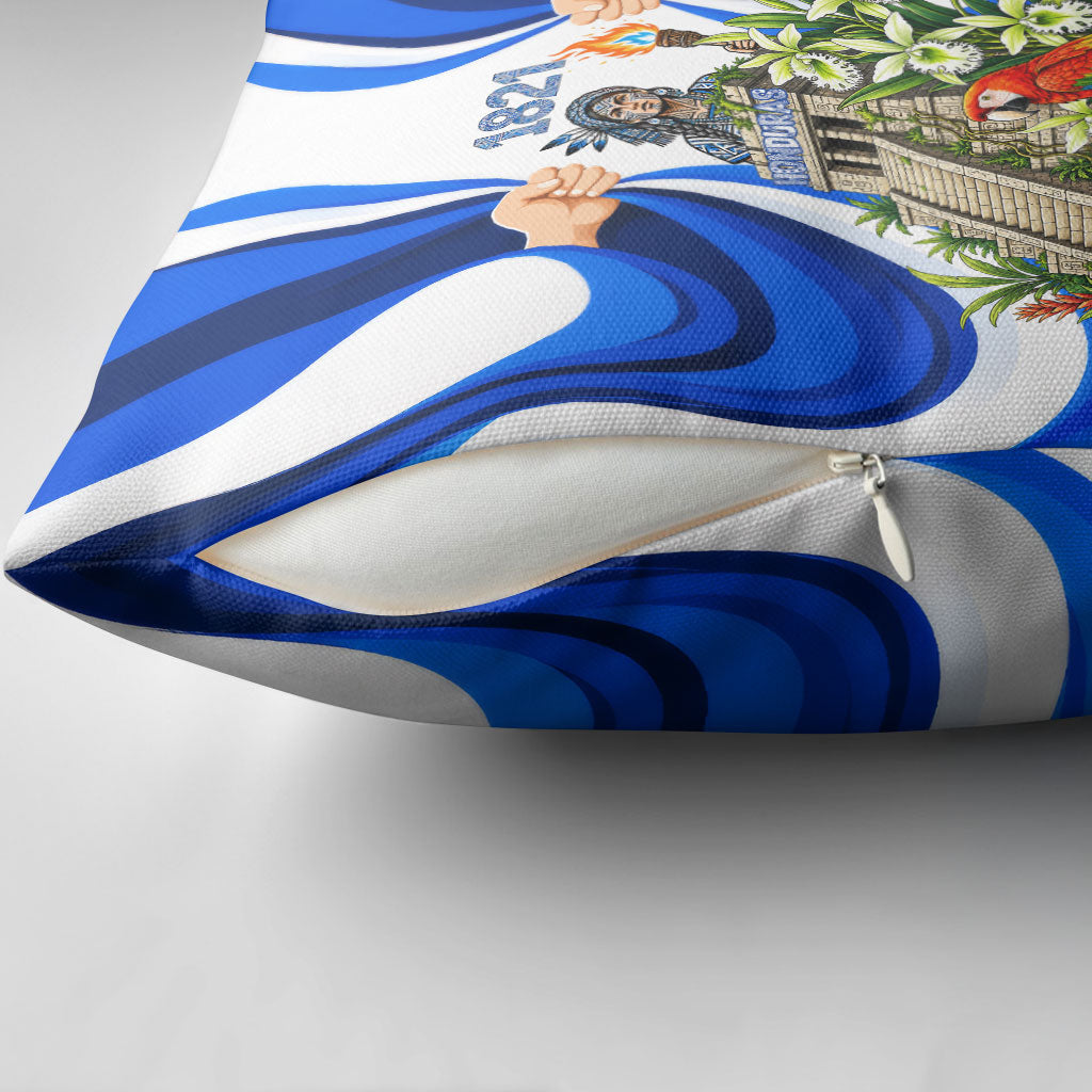 Honduras Independence Day Pillow Cover Mayan Temple White Orchid Patriotic