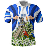 Honduras Independence Day Polo Shirt Mayan Temple White Orchid Patriotic