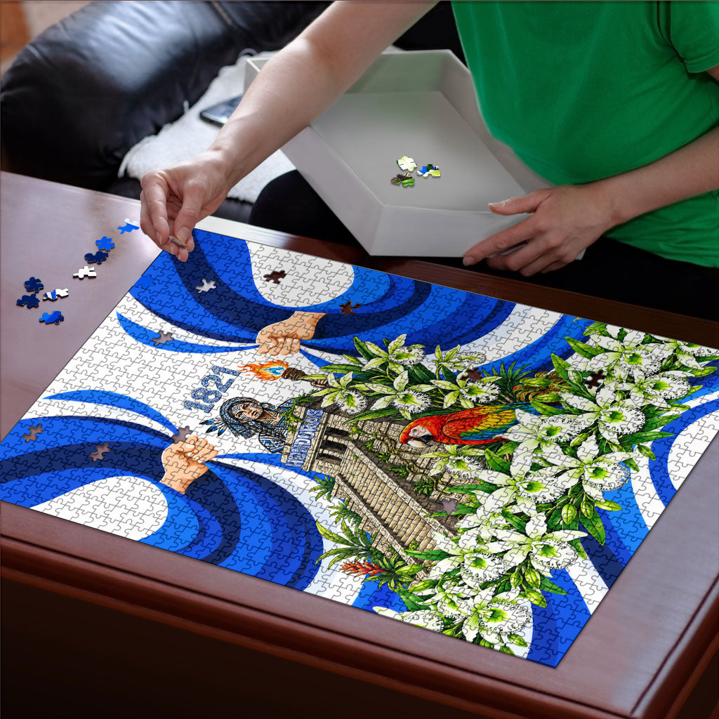 Honduras Independence Day Puzzle Mayan Temple White Orchid Patriotic