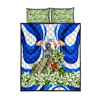 Honduras Independence Day Quilt Bed Set Mayan Temple White Orchid Patriotic