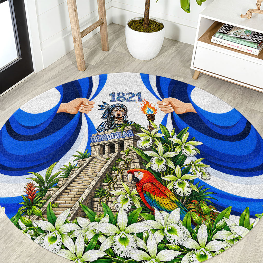 Honduras Independence Day Round Carpet Mayan Temple White Orchid Patriotic