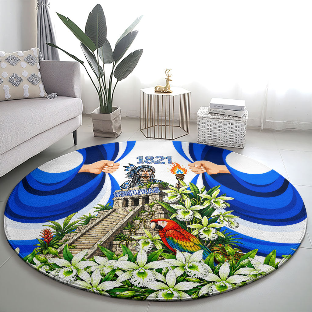 Honduras Independence Day Round Carpet Mayan Temple White Orchid Patriotic
