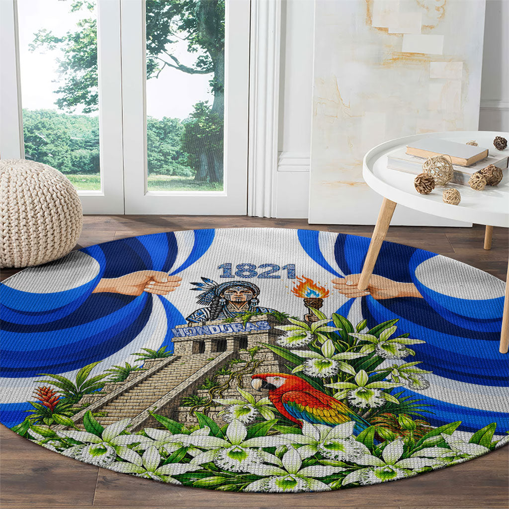 Honduras Independence Day Round Carpet Mayan Temple White Orchid Patriotic