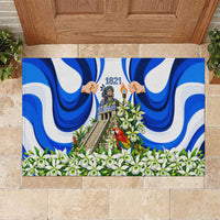 Honduras Independence Day Rubber Doormat Mayan Temple White Orchid Patriotic