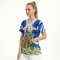 Honduras Independence Day Scrub Top Mayan Temple White Orchid Patriotic