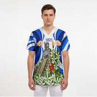 Honduras Independence Day Scrub Top Mayan Temple White Orchid Patriotic