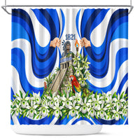 Honduras Independence Day Shower Curtain Mayan Temple White Orchid Patriotic