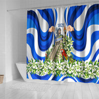 Honduras Independence Day Shower Curtain Mayan Temple White Orchid Patriotic