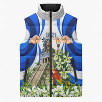 Honduras Independence Day Sleeveless Puffer Jacket Mayan Temple White Orchid Patriotic