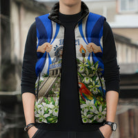 Honduras Independence Day Sleeveless Puffer Jacket Mayan Temple White Orchid Patriotic