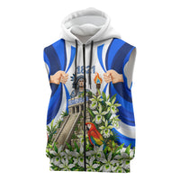 Honduras Independence Day Sleeveless Zip Hoodie Mayan Temple White Orchid Patriotic