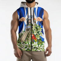 Honduras Independence Day Sleeveless Zip Hoodie Mayan Temple White Orchid Patriotic