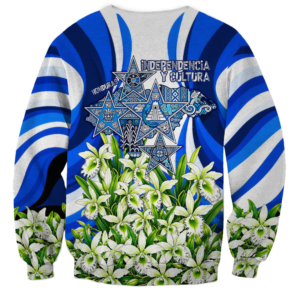 Honduras Independence Day Sweatshirt Mayan Temple White Orchid Patriotic