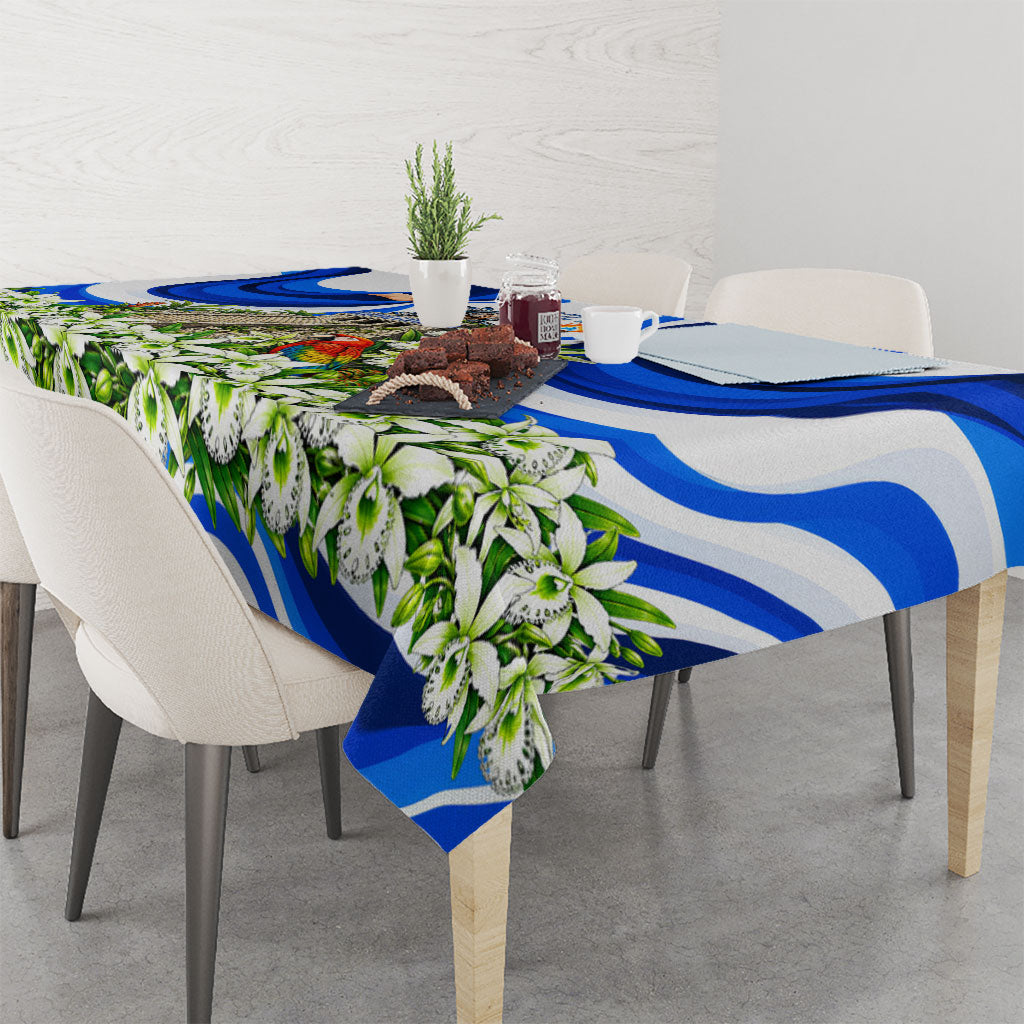 Honduras Independence Day Tablecloth Mayan Temple White Orchid Patriotic