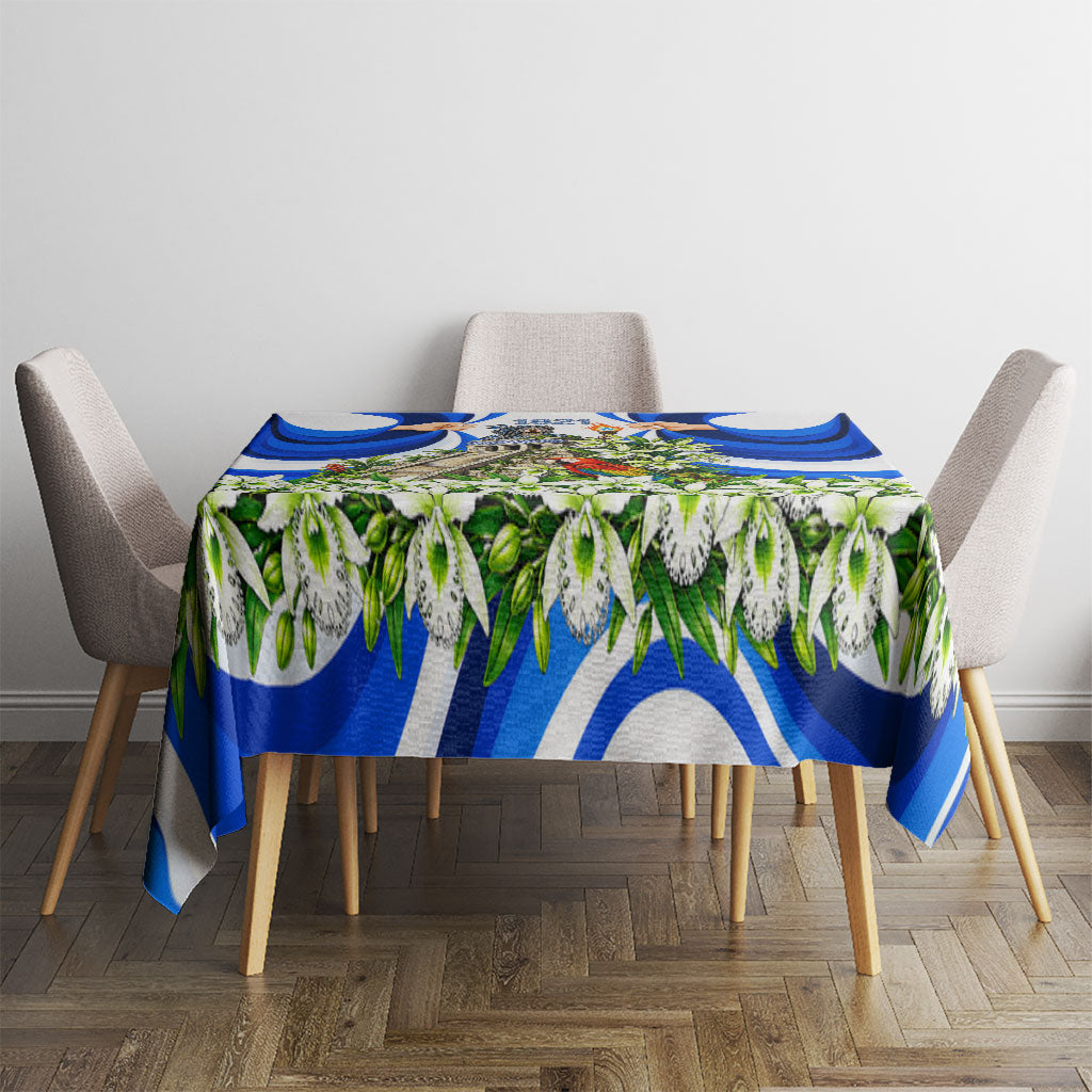Honduras Independence Day Tablecloth Mayan Temple White Orchid Patriotic