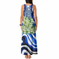 Honduras Independence Day Tank Maxi Dress Mayan Temple White Orchid Patriotic