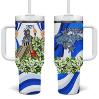 Honduras Independence Day Tumbler With Handle Mayan Temple White Orchid Patriotic