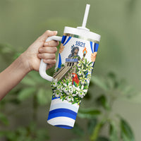 Honduras Independence Day Tumbler With Handle Mayan Temple White Orchid Patriotic