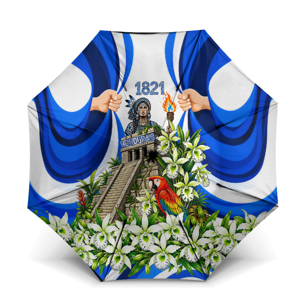 Honduras Independence Day Umbrella Mayan Temple White Orchid Patriotic