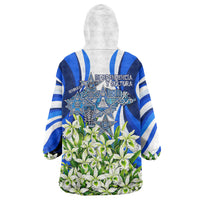 Honduras Independence Day Wearable Blanket Hoodie Mayan Temple White Orchid Patriotic