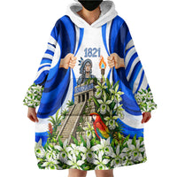 Honduras Independence Day Wearable Blanket Hoodie Mayan Temple White Orchid Patriotic
