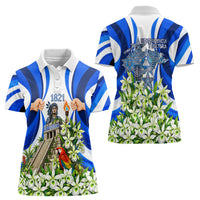 Honduras Independence Day Women Polo Shirt Mayan Temple White Orchid Patriotic
