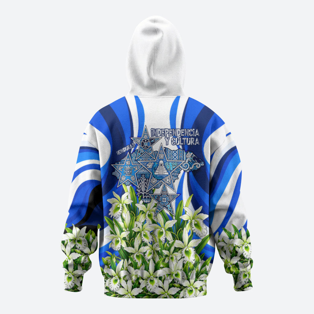 Honduras Independence Day Zip Hoodie Mayan Temple White Orchid Patriotic