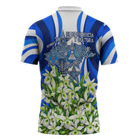 Honduras Independence Day Zipper Polo Shirt Mayan Temple White Orchid Patriotic