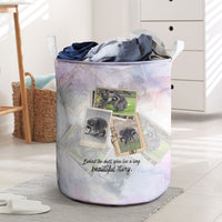 Jimothy The Raccoon Short Spines Long Story Laundry Basket Vintage Polaroid Scrapbook Photography Collage
