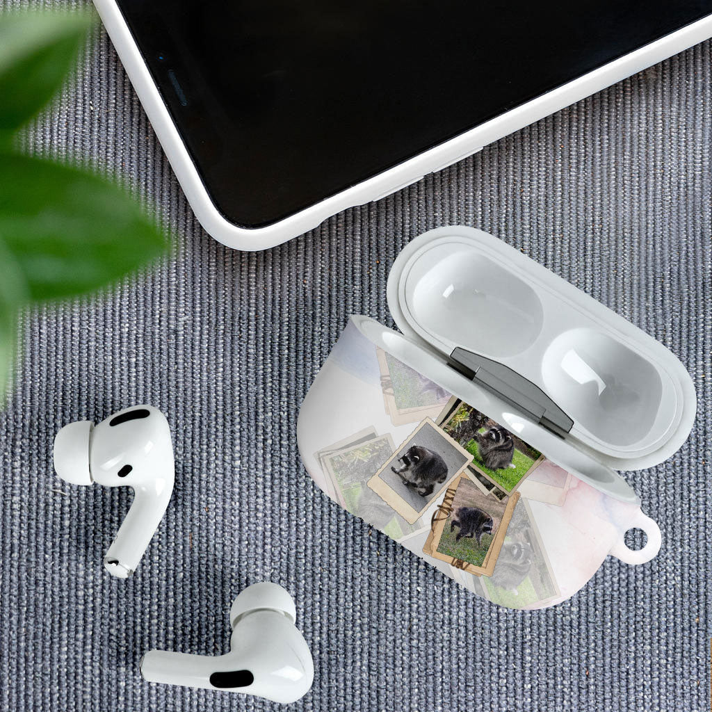 Jimothy The Raccoon Short Spines Long Story AirPods Case Vintage Polaroid Scrapbook Photography Collage