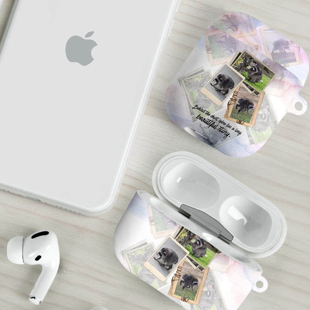 Jimothy The Raccoon Short Spines Long Story AirPods Case Vintage Polaroid Scrapbook Photography Collage