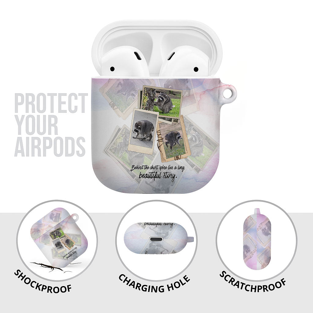 Jimothy The Raccoon Short Spines Long Story AirPods Case Vintage Polaroid Scrapbook Photography Collage