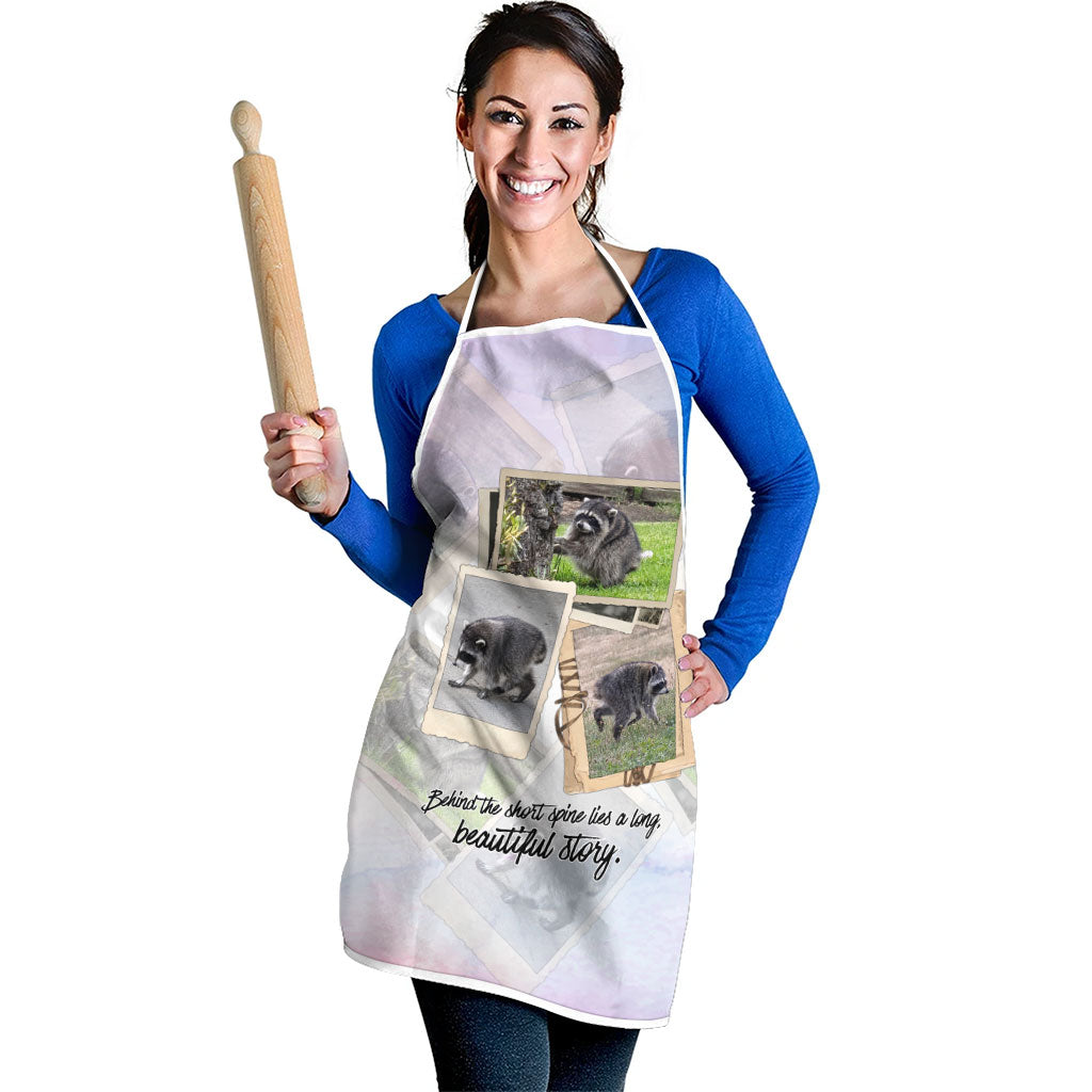 Jimothy The Raccoon Short Spines Long Story Apron Vintage Polaroid Scrapbook Photography Collage