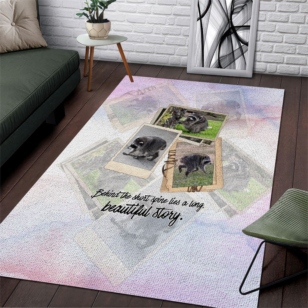 Jimothy The Raccoon Short Spines Long Story Area Rug Vintage Polaroid Scrapbook Photography Collage