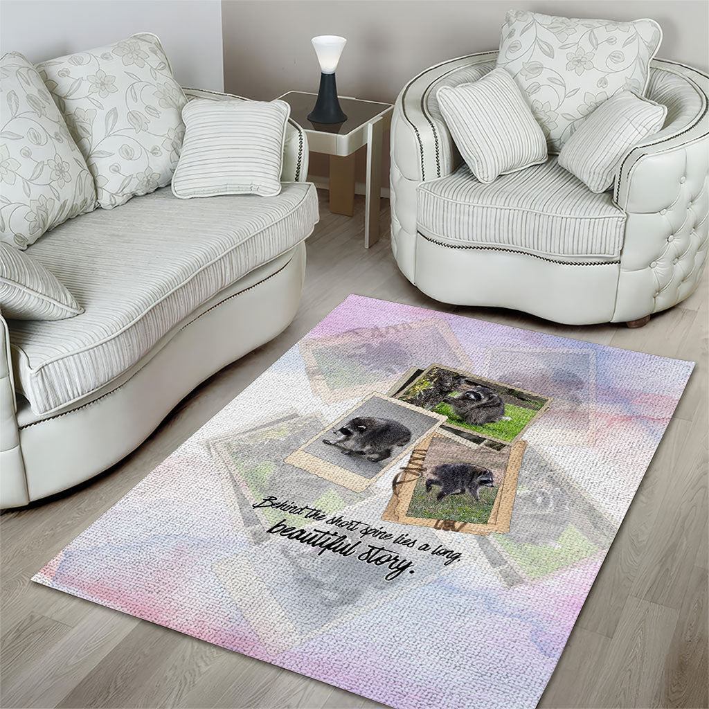 Jimothy The Raccoon Short Spines Long Story Area Rug Vintage Polaroid Scrapbook Photography Collage