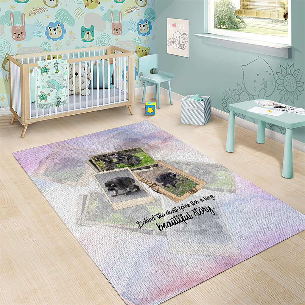 Jimothy The Raccoon Short Spines Long Story Area Rug Vintage Polaroid Scrapbook Photography Collage