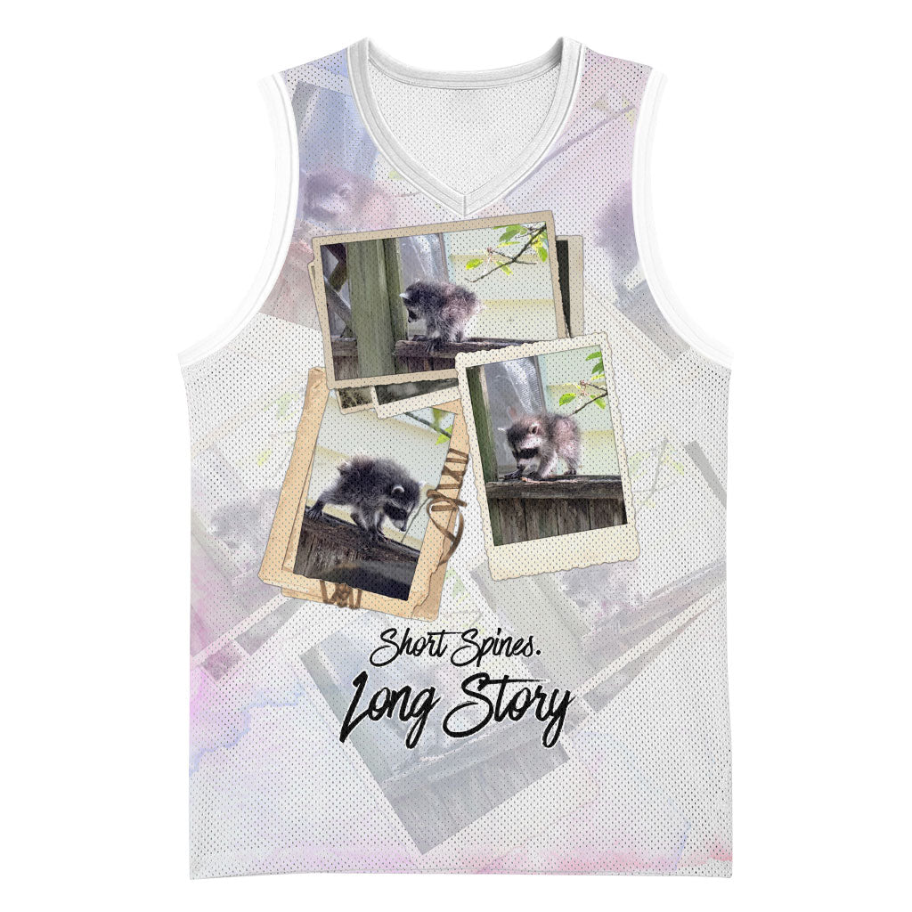 Jimothy The Raccoon Short Spines Long Story Basketball Jersey Vintage Polaroid Scrapbook Photography Collage