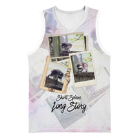 Jimothy The Raccoon Short Spines Long Story Basketball Jersey Vintage Polaroid Scrapbook Photography Collage