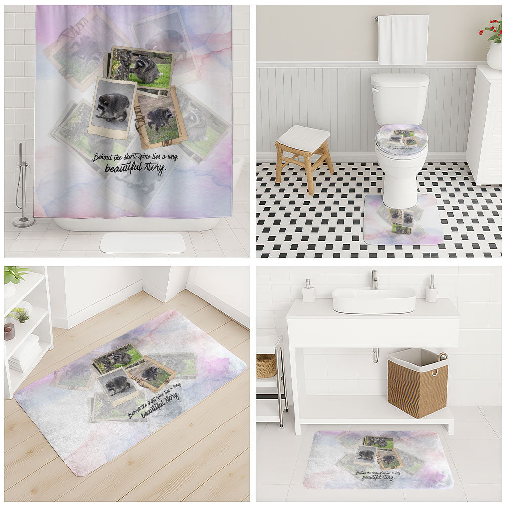 Jimothy The Raccoon Short Spines Long Story Bathroom Set Vintage Polaroid Scrapbook Photography Collage