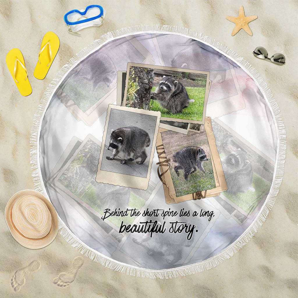 Jimothy The Raccoon Short Spines Long Story Beach Blanket Vintage Polaroid Scrapbook Photography Collage