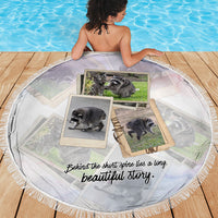 Jimothy The Raccoon Short Spines Long Story Beach Blanket Vintage Polaroid Scrapbook Photography Collage