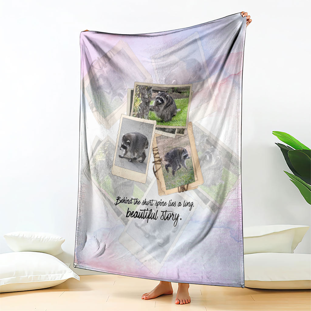 Jimothy The Raccoon Short Spines Long Story Blanket Vintage Polaroid Scrapbook Photography Collage