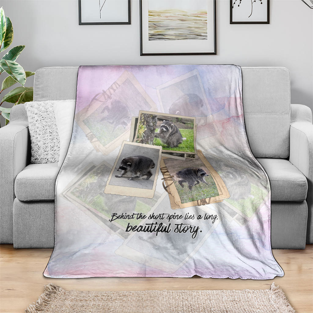 Jimothy The Raccoon Short Spines Long Story Blanket Vintage Polaroid Scrapbook Photography Collage