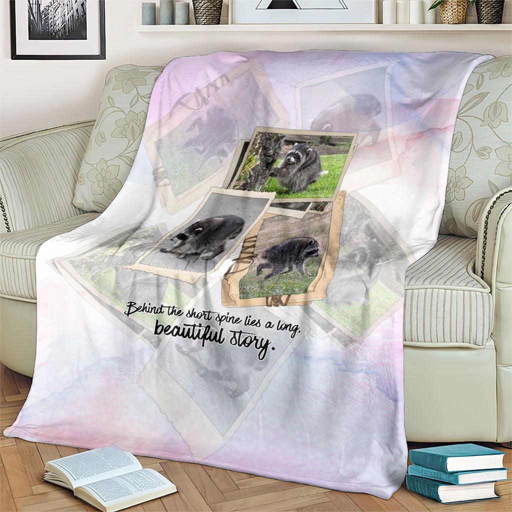 Jimothy The Raccoon Short Spines Long Story Blanket Vintage Polaroid Scrapbook Photography Collage